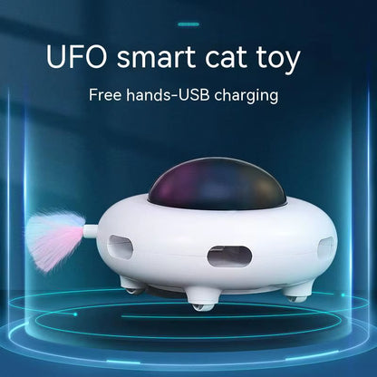 whirlplay ufo teaser – smart usb-powered feather toy for endless cat fun | pet supplies for dogs & cats for pets