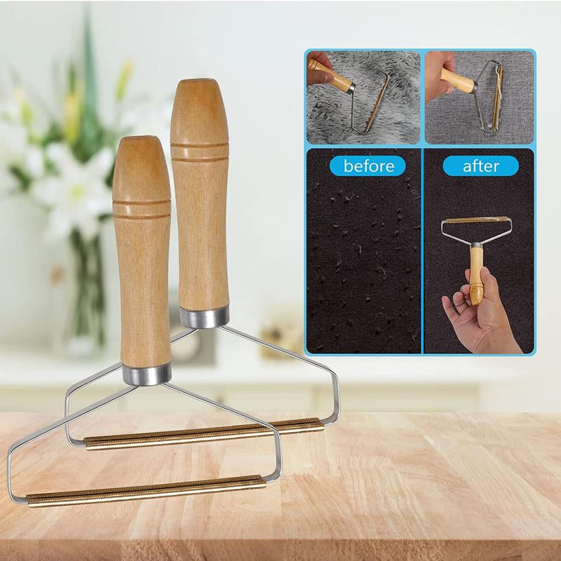 reusable pet hair remover: wooden handle lint tool | pet supplies for dogs & cats for pets