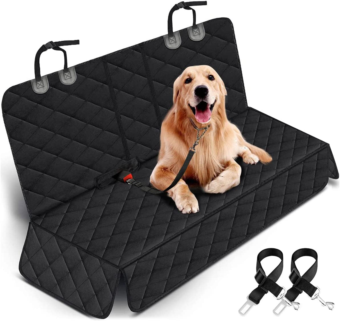 dog car seat cover, back seat cover for dogs pet car seat protector waterproof bench car seat cover, non-slip reat seat cover fits middle armrest for most cars trucks suvs - black | pet supplies for dogs & cats for pets